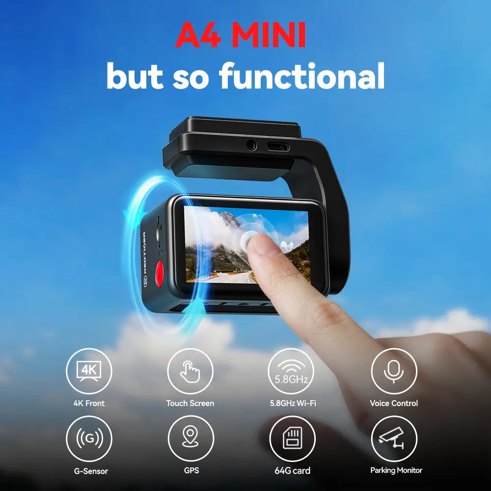 Redtiger A4 4K+1080P 5.8GHz WIFI Voice Control Dash Cam