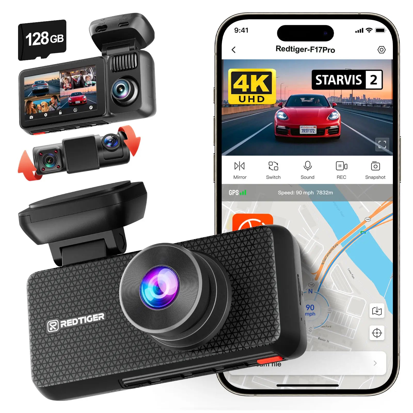 F17 Plus 4-Channel 2.7K Dash Cam with Sony STARVIS 2 & Wi‑Fi