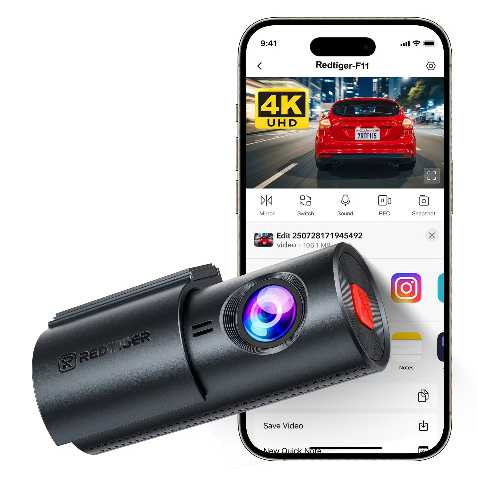 Redtiger F11 4K UHD Front WiFi Parking Monitoring Dash Cam