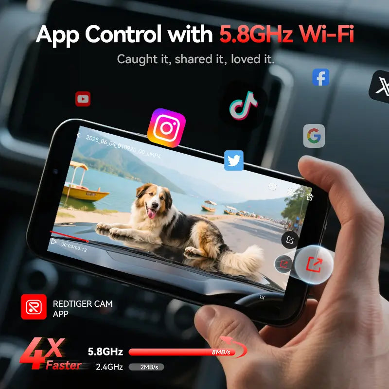 Redtiger F17 4K 3-Channel 5G Wifi Dash Cam F17