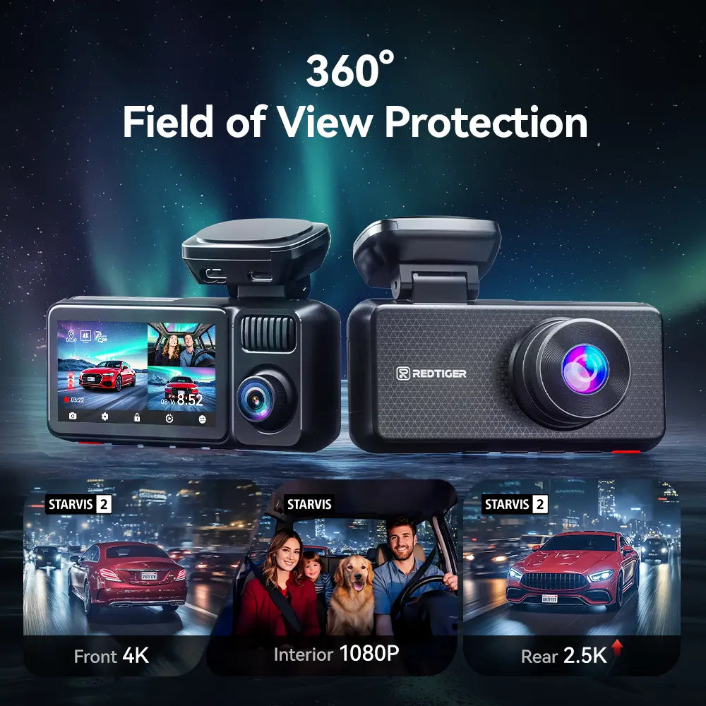 Redtiger F17 Elite 3-Channel 4K+2.5K+1080P 24/7 Ultra-Color Wifi6 Dash Cam F17 Elite
