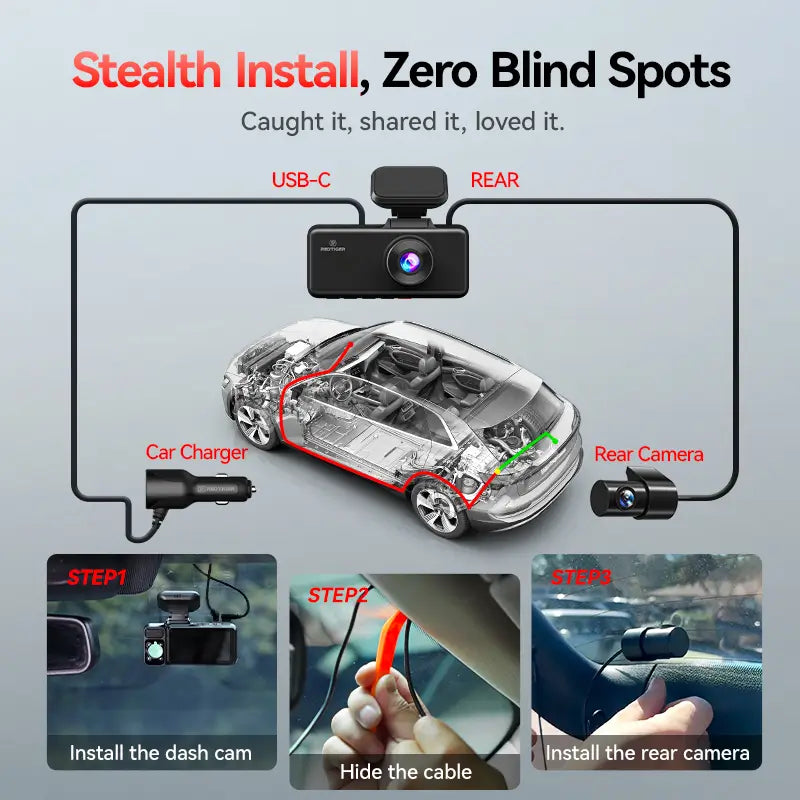 Redtiger F17 4K 3-Channel 5G Wifi Dash Cam F17