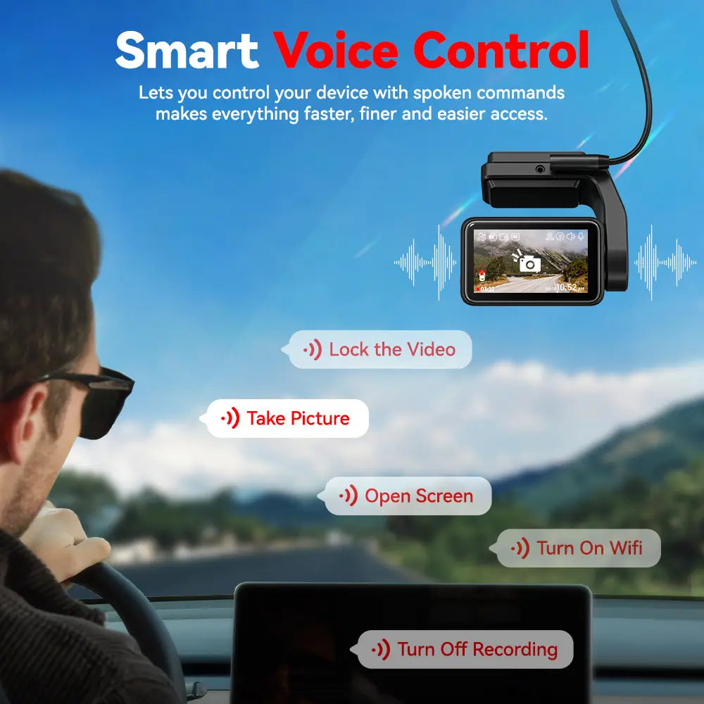 Redtiger A4 4K+1080P 5.8GHz WIFI Voice Control Dash Cam A4