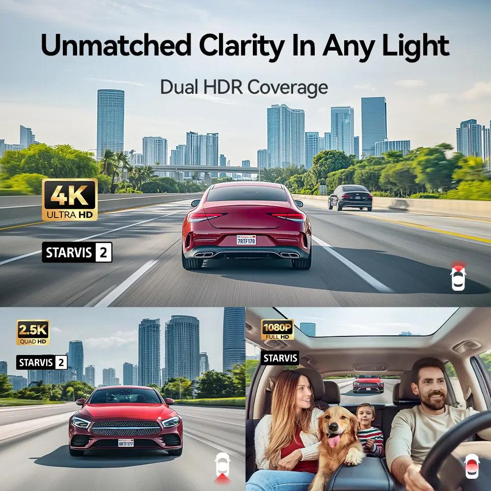 Redtiger F17 Elite 3-Channel 4K+2.5K+1080P 24/7 Ultra-Color Wifi6 Dash Cam F17 Elite
