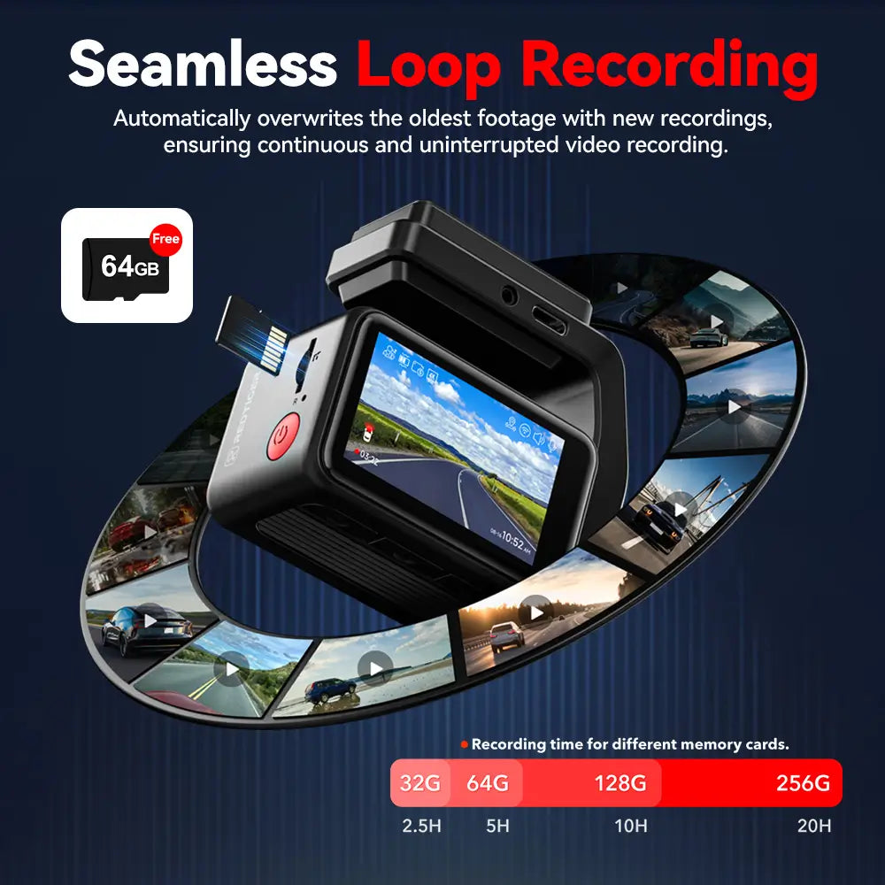 Redtiger A4 4K+1080P 5.8GHz WIFI Voice Control Dash Cam A4