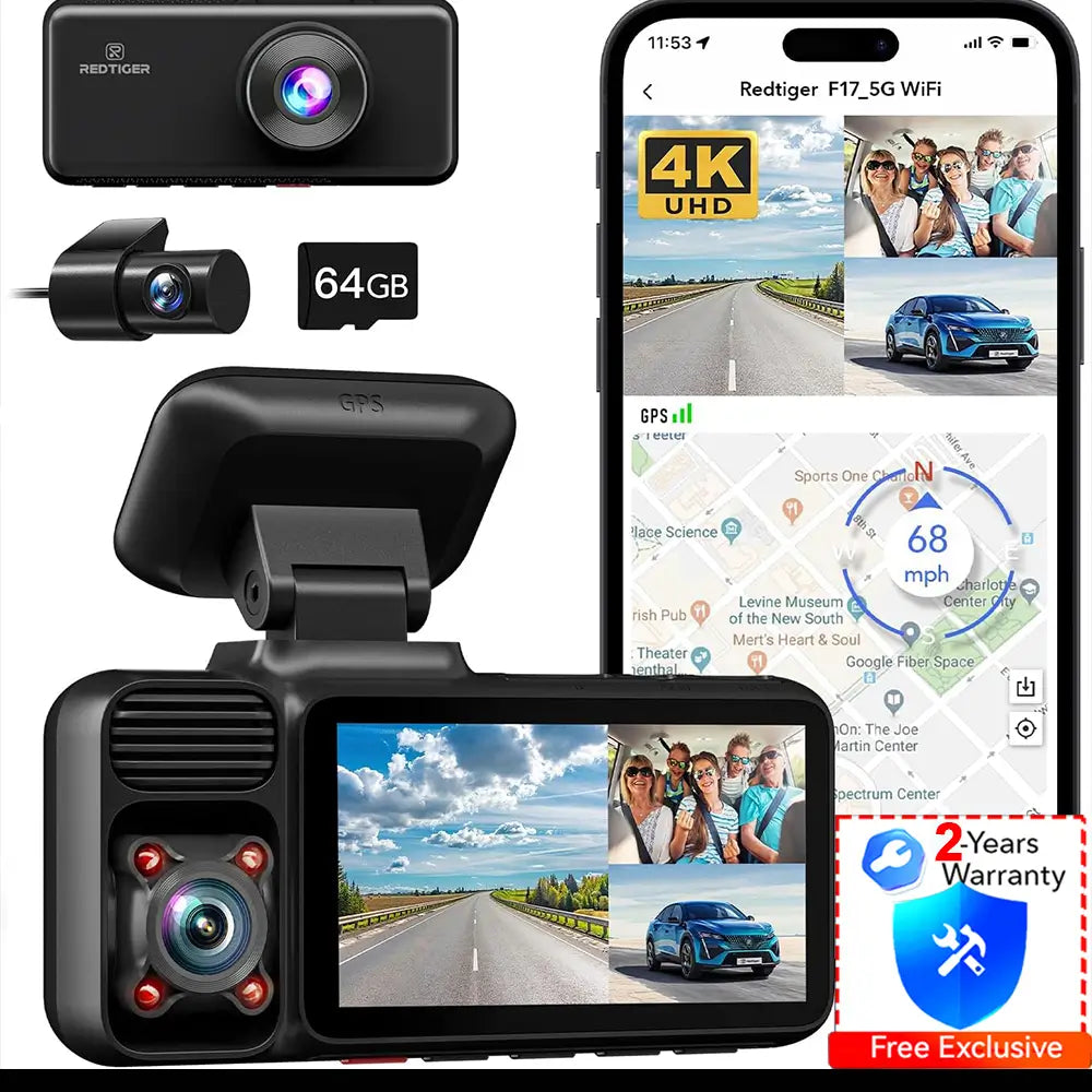 Redtiger F17 4K 3-Channel 5G Wifi Dash Cam