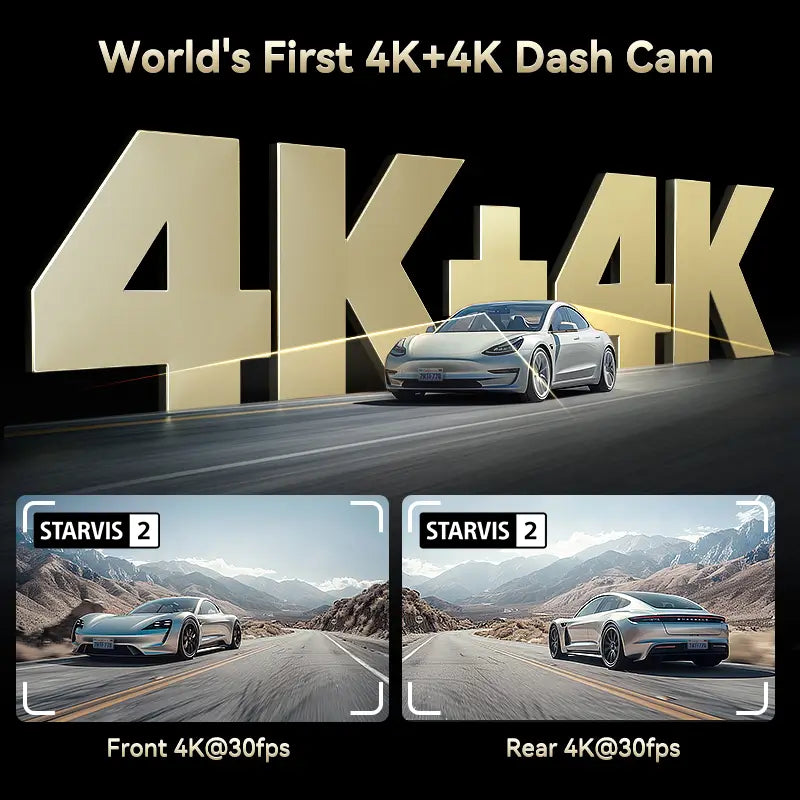 F77 STARVIS 2 4K+4K डुअल IMX678 वॉयस कंट्रोल 5.8GHz वाईफ़ाई डैश कैम