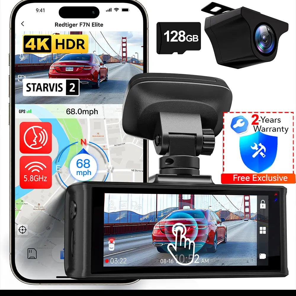 REDTIGER F7N Elite STARVIS 2 4K HDR Front and 1080p Rear Dash Cam F7N Elite