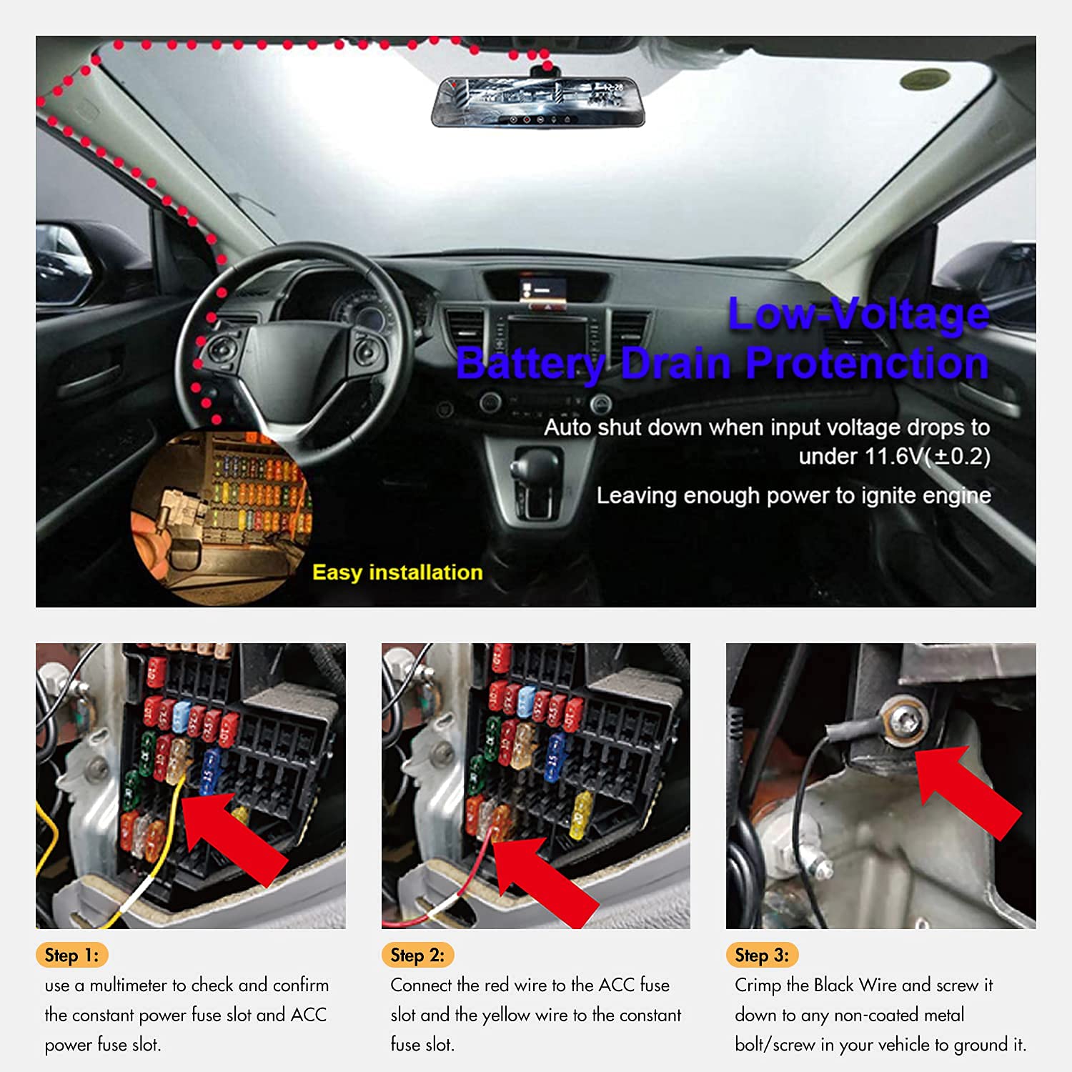Redtiger F7N Dash Cam Hardwire Kit For Parking Monitor Accessories REDTIGER Dash Cam