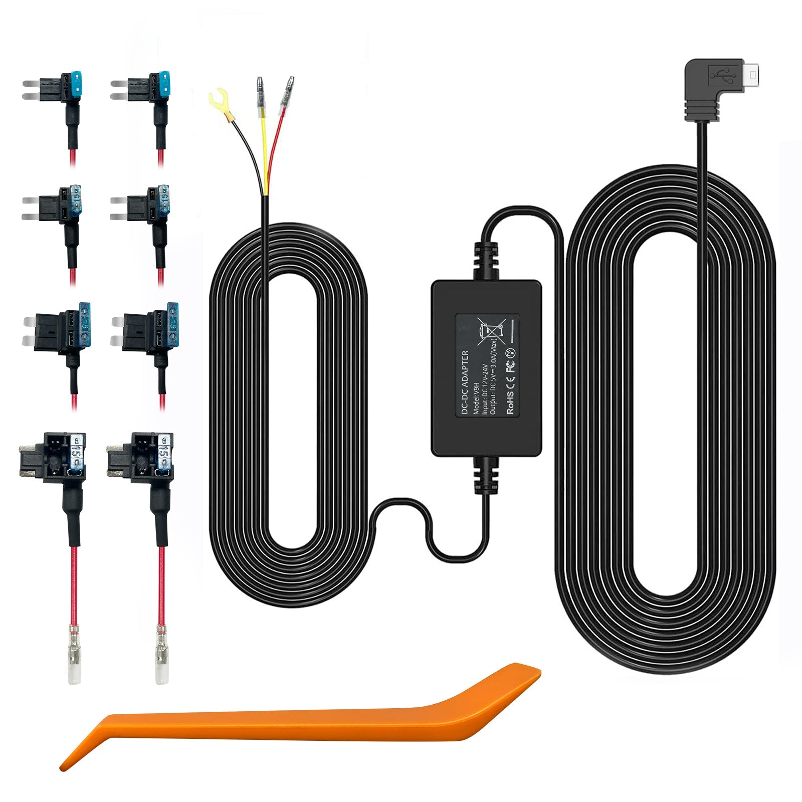 Kit Hardwire REDTIGER Pour Dashcam - Alimentation USB-C, Protection Basse Tension - Surveillance Parking 24h/24 - 4 Adaptateurs Fusible
