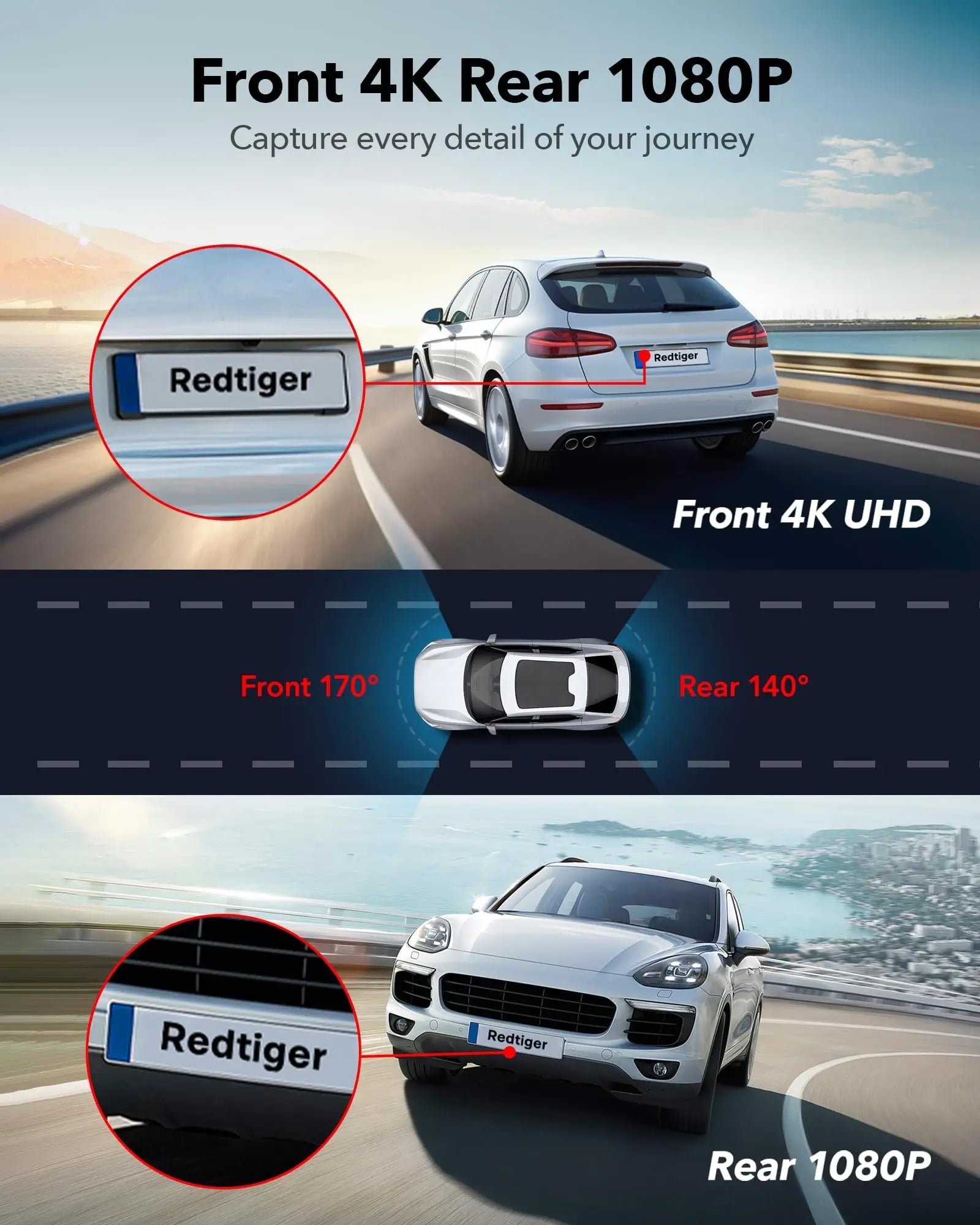 Redtiger F7NT Touch Screen 4K Dual Dash Cam F7NT