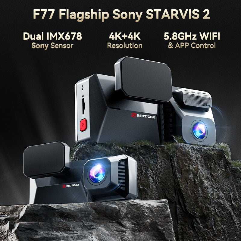 F77 STARVIS 2 4K+4K இரட்டை IMX678 குரல் கட்டுப்பாடு 5.8GHz வைஃபை டாஷ் கேம்