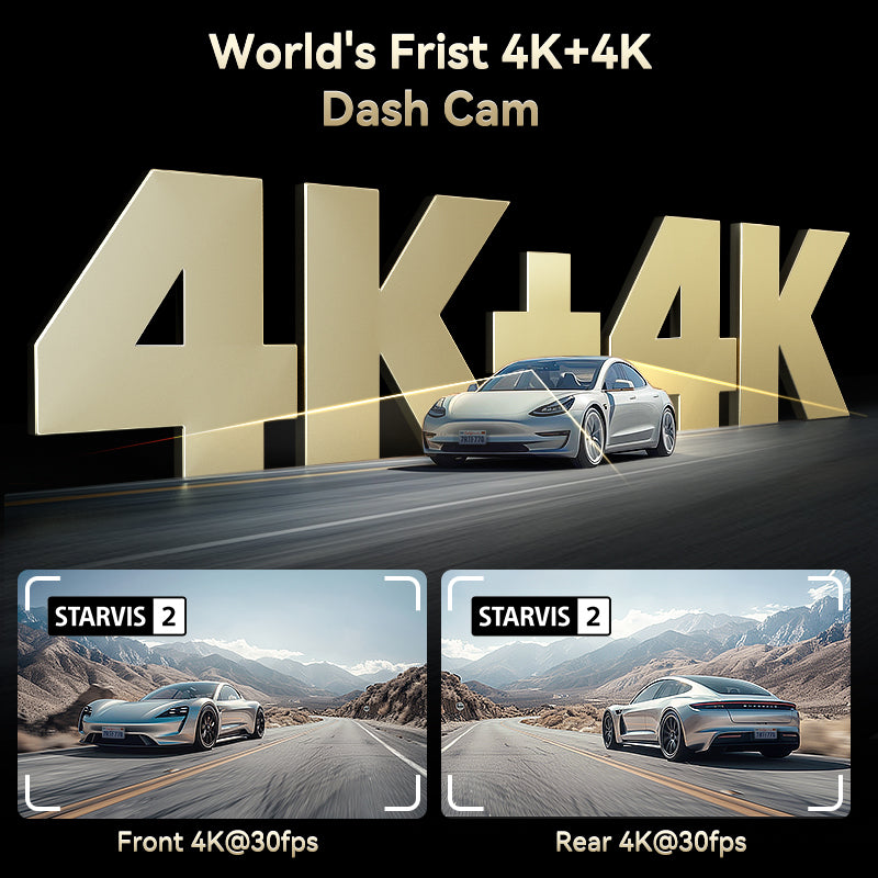 F77 STARVIS 2 4K+4K இரட்டை IMX678 குரல் கட்டுப்பாடு 5.8GHz வைஃபை டாஷ் கேம்