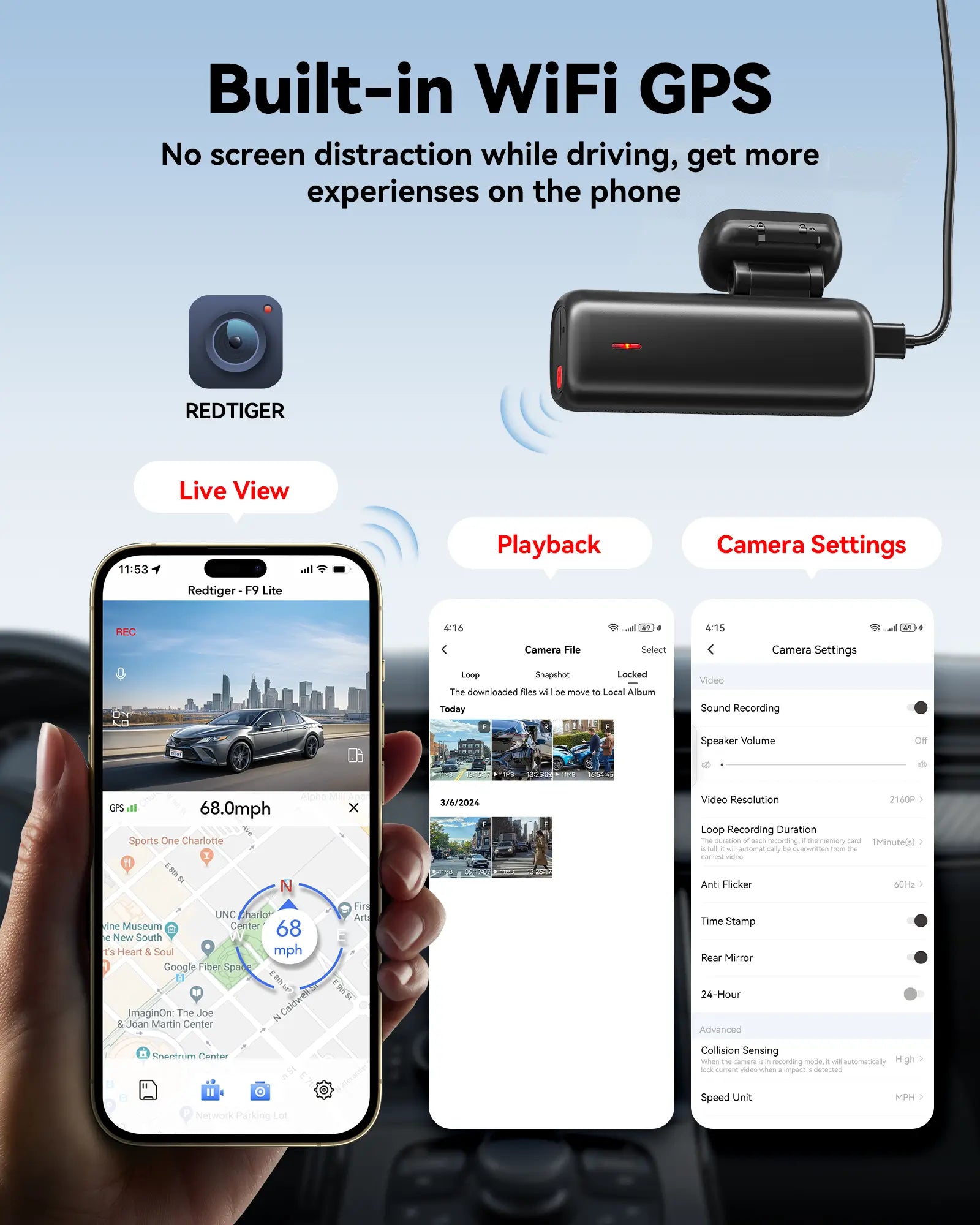 REDTIGER F9 Lite 4K Front Mini Dash Cam