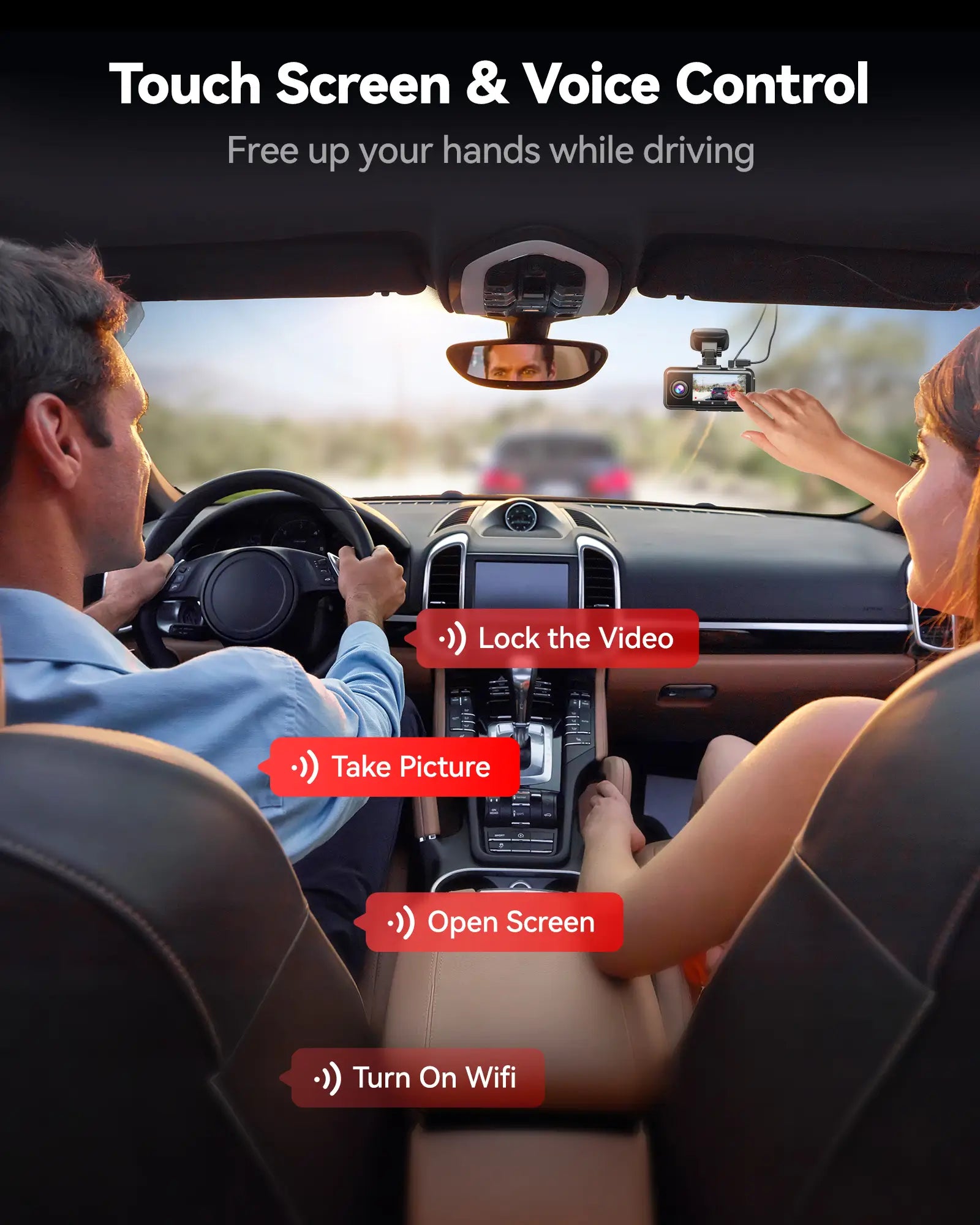Redtiger A6 2.5k+1080P+1080P 3-Channel 5.8GHz Wifi Dash Cam