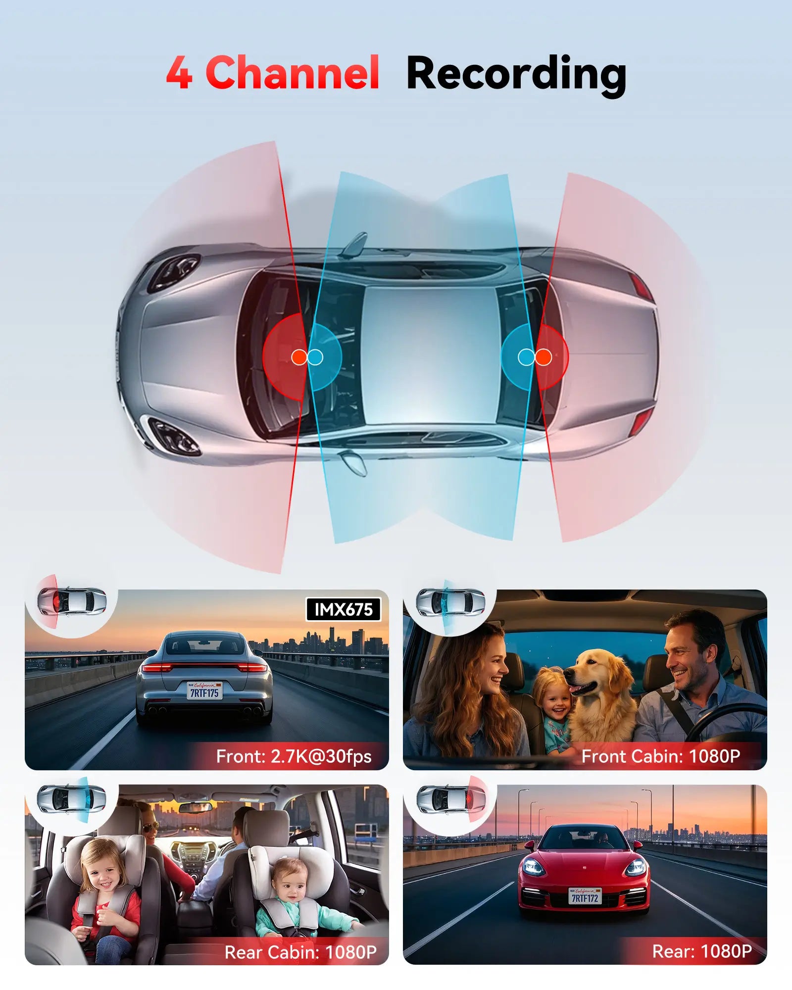 F17 Plus 4-Channel 2.7K Dash Cam with Sony STARVIS 2 & Wi‑Fi