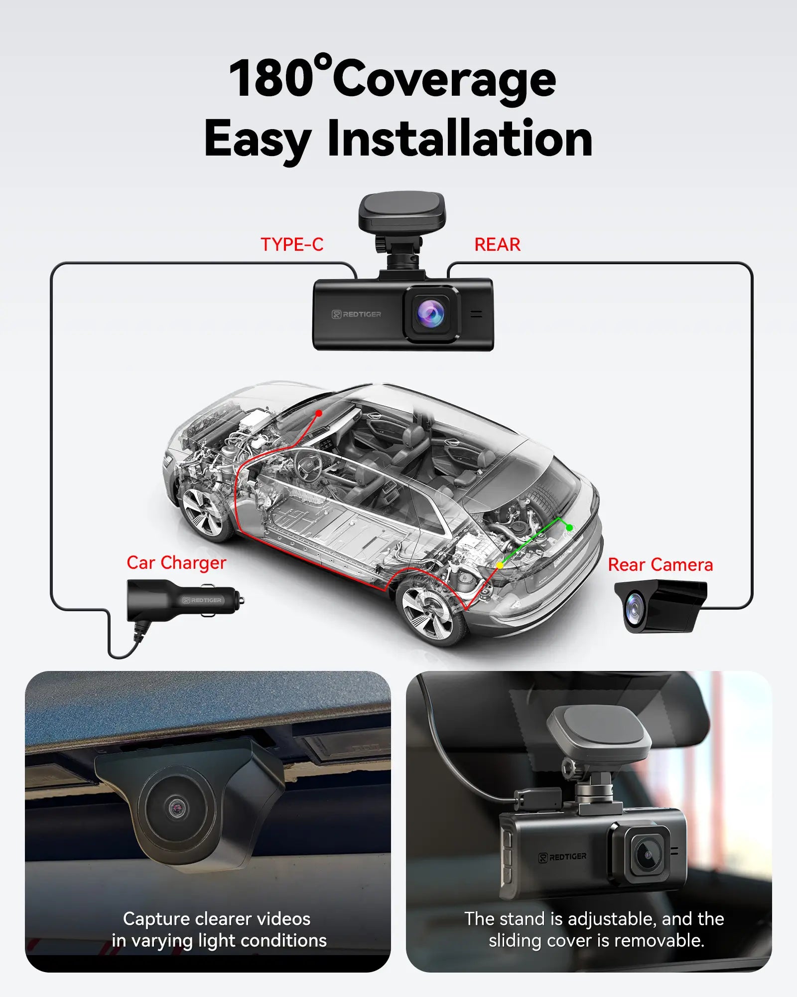 REDTIGER F7N Elite STARVIS 2 4K HDR Front and 1080p Rear Dash Cam