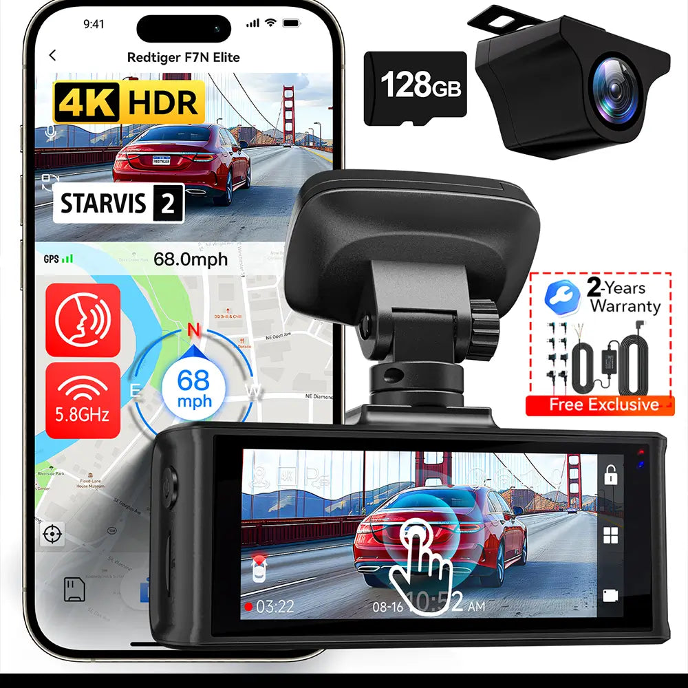 REDTIGER F7N Elite STARVIS 2 4K HDR Front and 1080p Rear Dash Cam F7N Elite