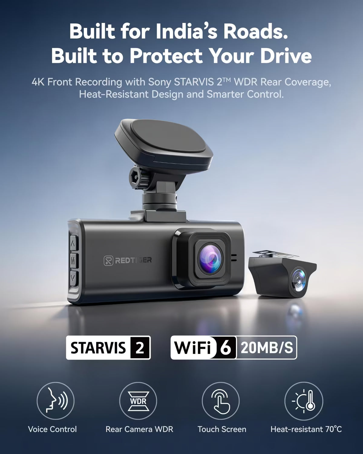 REDTIGER F7N Elite STARVIS 2 4K HDR Front and 1080p Rear Dash Cam F7N Elite