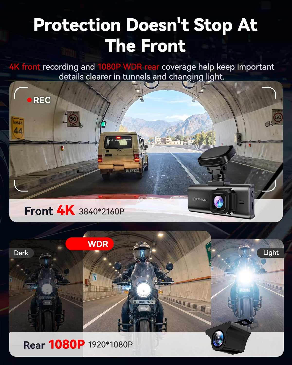 REDTIGER F7N Elite STARVIS 2 4K HDR Front and 1080p Rear Dash Cam F7N Elite