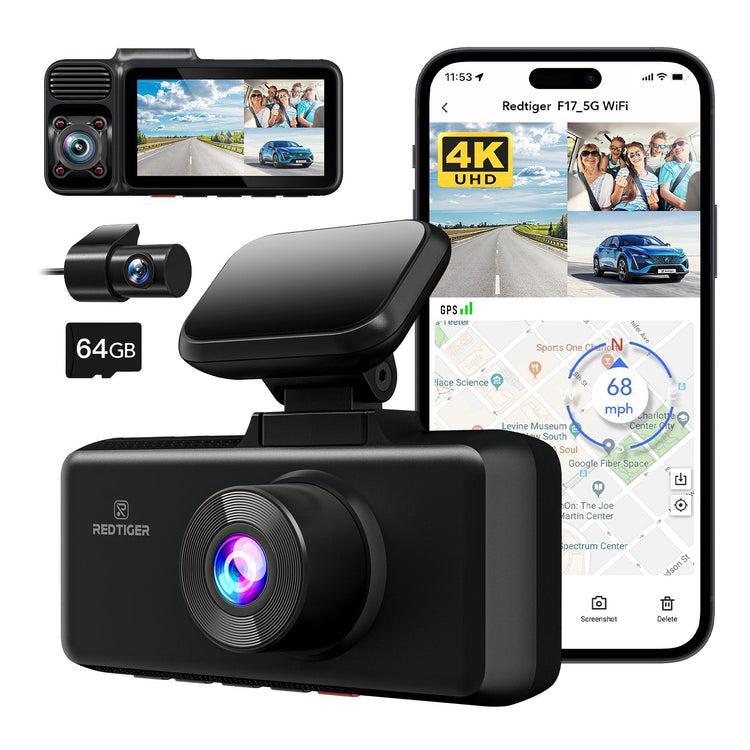 Redtiger F17 4K 3-Channel 5G Wifi Dash Cam – Redtiger IN