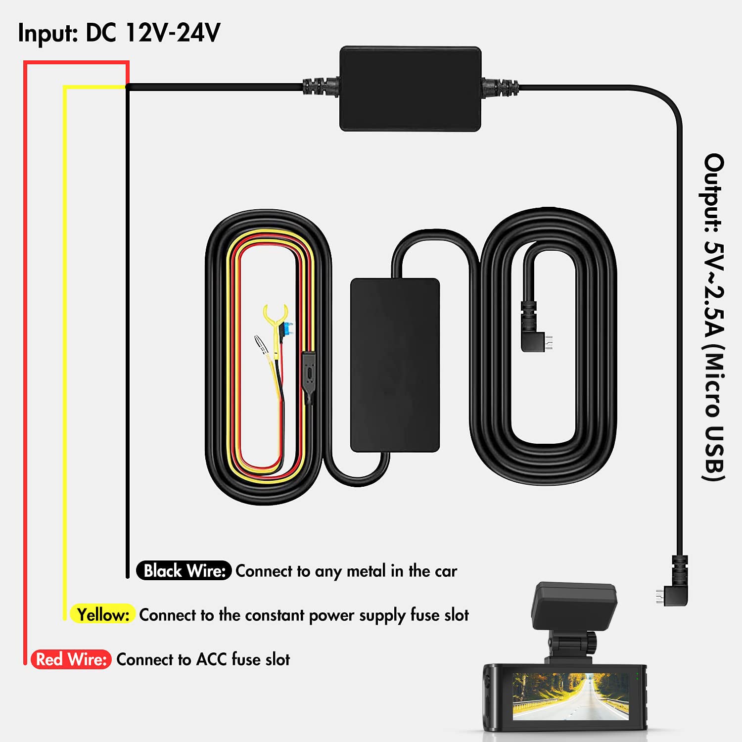 Redtiger F7N Dash Cam Hardwire Kit For Parking Monitor Accessories REDTIGER Dash Cam   